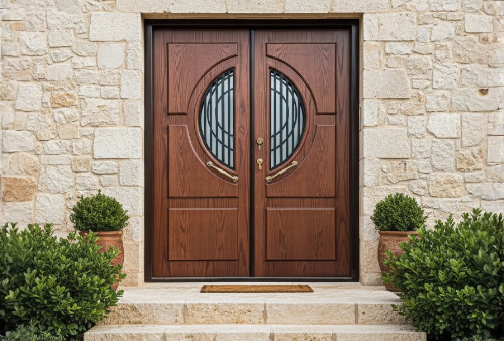 home door with vision panel
